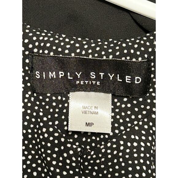 Simply Styled Women's Medium Petite Black & White Ruffle Front Camisole - Picture 3 of 4